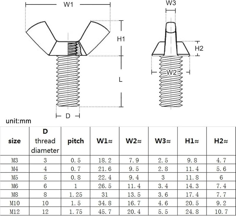 304 Stainless Steel M8 Wing Head Thumb Screw 40mm 2pcs Hand Tighten Toolless Bolt - Image 2